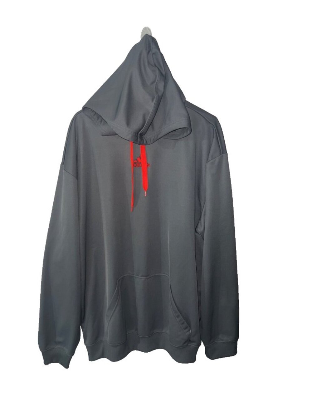 Adidas Mens pullover sweater size XXL long sleeve hooded gray orange athletic